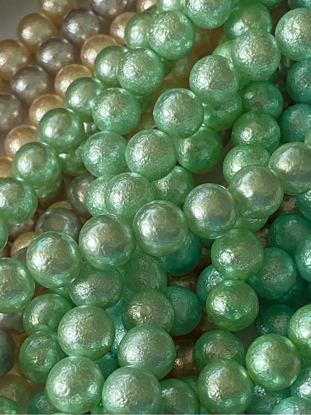 Pearlescent Bead Lot Faux Pearl Beads in Mint, Peach & Champagne - Picture 9 of 10